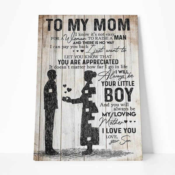 Gearhumans Gearhuman To my mom i know its not easy for a women to raise a man canvas GH260301 Canvas 1 Piece Non Frame M