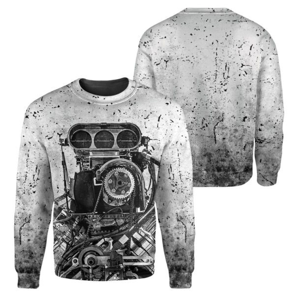 Gearhumans Grey Drag Racing- 3D All Over Printed Shirt shirt 3D Apparel LONG SLEEVE S 