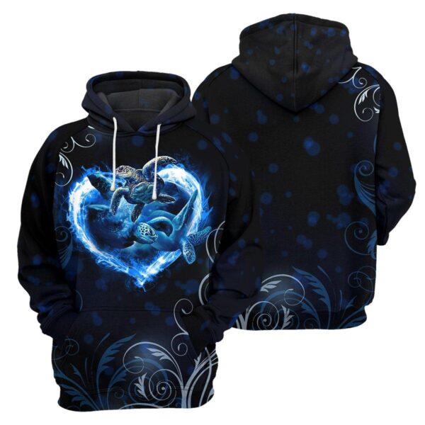Gearhumans Heart Sea Turtle - 3D All Over Printed Shirt shirt 3D Apparel HOODIE S 