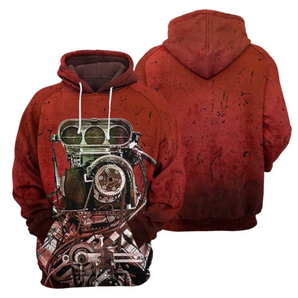 Gearhumans Red Drag Racing- 3D All Over Printed Shirt shirt 3D Apparel HOODIE S 