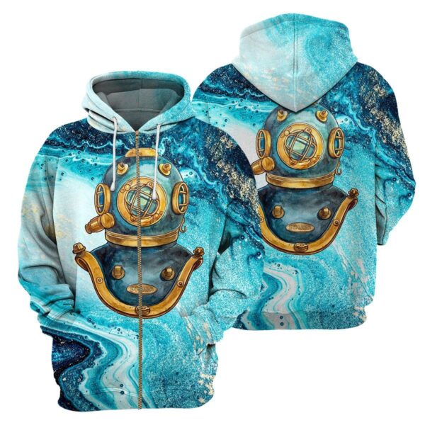 Gearhumans Scuba Diving Helmet - 3D All Over Printed Shirt shirt 3D Apparel ZIP HOODIE S 