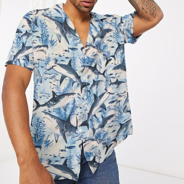 Gearhumans Swimming Sharks 3D Custom Hawaii Shirt GO10052115 Hawai Shirt 
