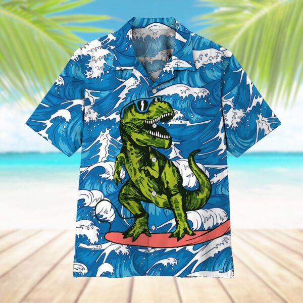 Gearhumans T Rex Surfing Hawaii Shirt ZK1305217 Hawai Shirt 