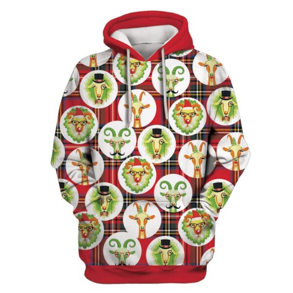 Goat On Christmas Custom Hoodies Apparel HD-UGL110191 3D Custom Fleece Hoodies Hoodie S 