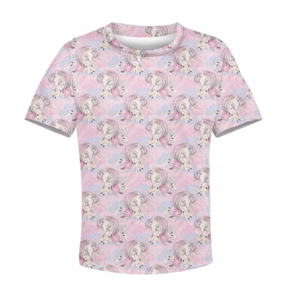 Graceful Unicorns And Flowers Custom Hoodies T-shirt Apparel HD-PET110354K kid 3D apparel Kid T-Shirt XS 