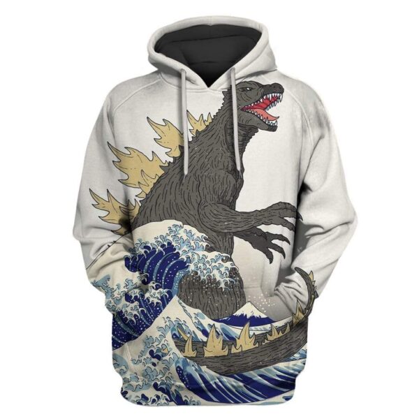 Great godzilla off kanagawa Custom T-shirt - Hoodies Apparel HD-MV111339 3D Custom Fleece Hoodies Hoodie S 
