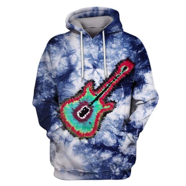 Guitar in the Tie Dye background Custom T-shirt - Hoodies Apparel HD-GH1106127 3D Custom Fleece Hoodies Hoodie S 