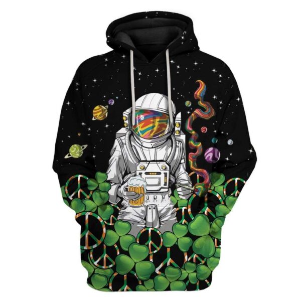 Hippie Astronaut St Patrick's Day Custom T-Shirts Hoodies Apparel HD-TA0402201 3D Custom Fleece Hoodies Hoodie S 