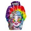 Hippie Beautiful Woman with colored glasses Custom T-shirt - Hoodies Apparel HP110149 3D Custom Fleece Hoodies Hoodie S 