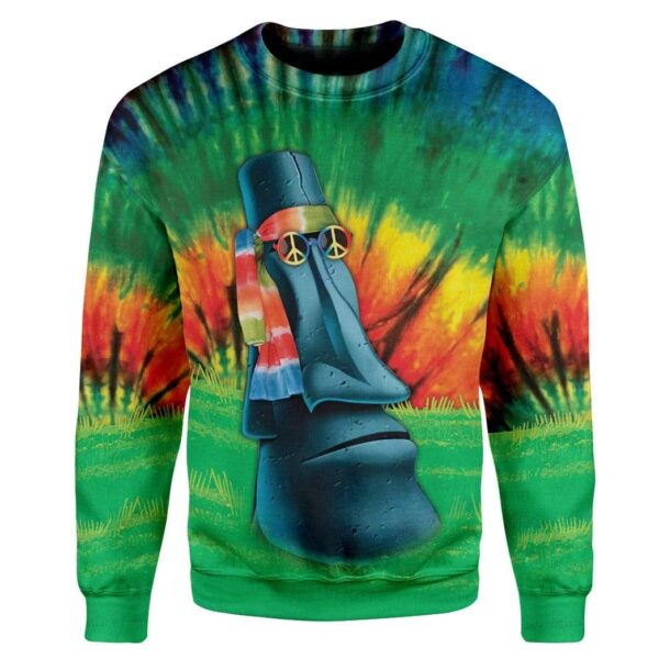 Hippie Moai Easter Island Custom T-Shirts Hoodies Apparel HD-TA0602204 3D Custom Fleece Hoodies Long Sleeve S 