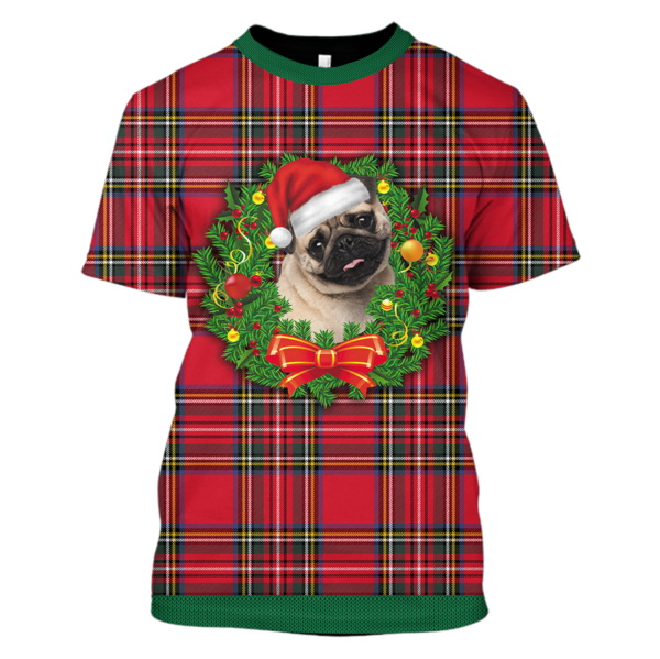 Alternative view of Gearhumans Pug On Christmas Custom T-shirt - Hoodies Apparel