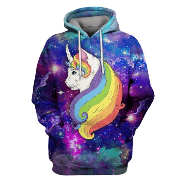 Rainbow Cat Unicorn OuterSpace Custom T-shirt - Hoodies Apparel UNI110134 3D Custom Fleece Hoodies Hoodie S 