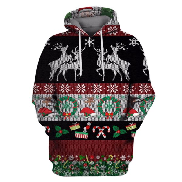 Reindeers Merry Christmas Custom T-shirt - Hoodies Apparel HD-UGL110103 3D Custom Fleece Hoodies Hoodie S 