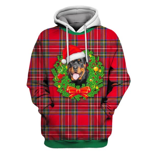Rottweiler On Christmas Custom T-shirt - Hoodies Apparel HD-UGL110113 3D Custom Fleece Hoodies Hoodie S 