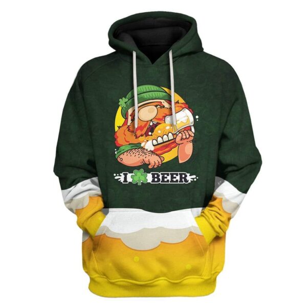 Saint Patrick's Day I Love Beer Custom T-Shirts Hoodies Apparel DK-DT1601205 3D Custom Fleece Hoodies Hoodie S 