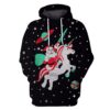 Santa Claus Riding Unicorn Into Space Custom T-shirt - Hoodies Apparel HD-UNI110167 3D Custom Fleece Hoodies Hoodie S 
