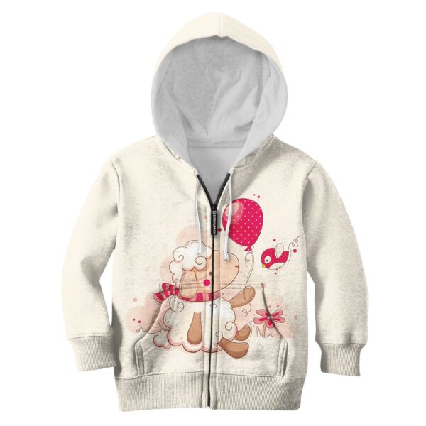 Sheep Giving Balloon To Bird Custom Hoodies T-shirt Apparel HD-PET110344K kid 3D apparel Kid Zip Hoodie S/6-8 