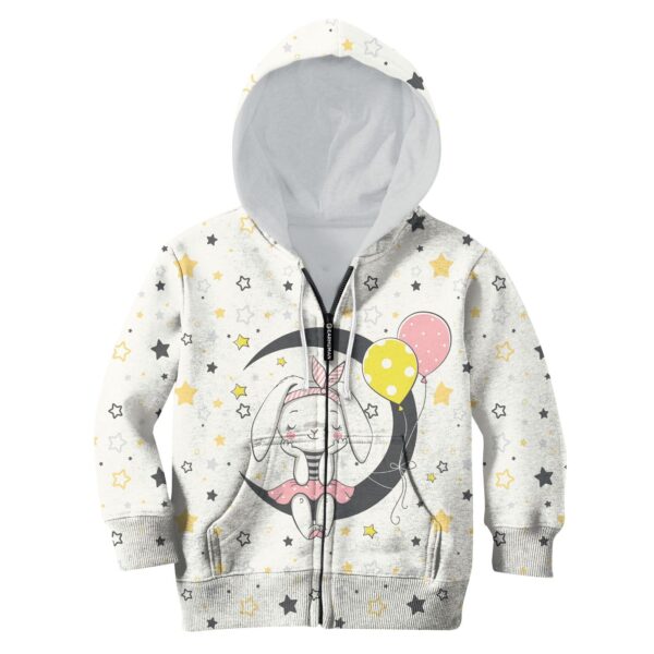 Sitting on the moon with balloon Kid Custom Hoodies T-shirt Apparel HD-PET110267K kid 3D apparel Kid Zip Hoodie S/6-8 