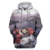 Skullcap Astronaut And Red Flowers Custom T-shirt - Hoodies Apparel HD-GH110535 3D Custom Fleece Hoodies Hoodie S 