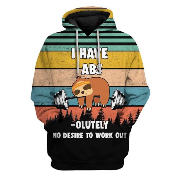 Sloth Absolutely No Desire To Work Out Custom T-Shirts Hoodies Apparel GM-DT1601203 3D Custom Fleece Hoodies Hoodie S 