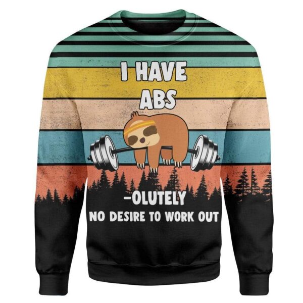 Sloth Absolutely No Desire To Work Out Custom T-Shirts Hoodies Apparel GM-DT1601203 3D Custom Fleece Hoodies Long Sleeve S 