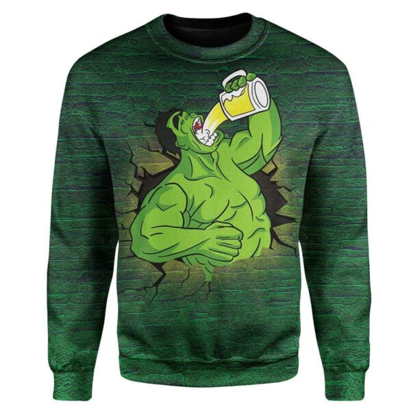 St Patrick Day Hulk Drinks Beer Custom T-Shirts Hoodies Apparel MV-DT0302202 3D Custom Fleece Hoodies Long Sleeve S 