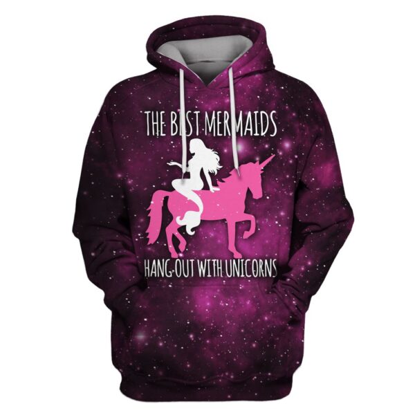 The Best Mermaids Hangout With Unicorn Custom T-shirt - Hoodies Apparel HD-MV110621 3D Custom Fleece Hoodies Hoodie S 