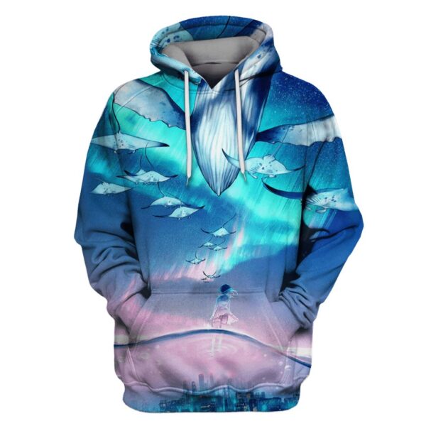 The little girl seeing whales in the sea Custom T-shirt - Hoodies Apparel WHA110110 3D Custom Fleece Hoodies Hoodie S 