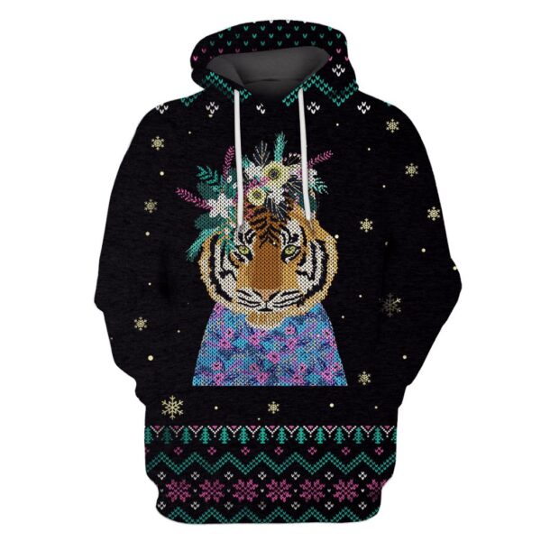 Tiger with Flowers Custom T-shirt - Hoodies Apparel HD-PET110229 3D Custom Fleece Hoodies Hoodie S 