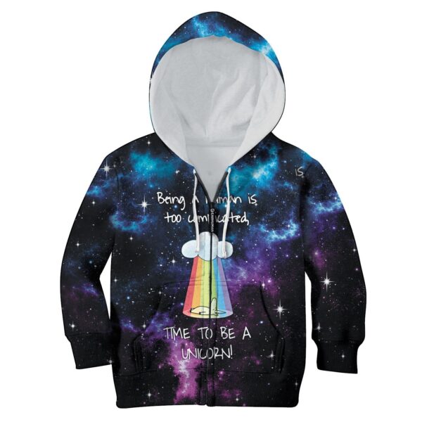 Time To Be A Unicorn Custom Hoodies T-shirt Apparel HD-UNI110164K kid 3D apparel Kid Zip Hoodie 2XS/3-4 