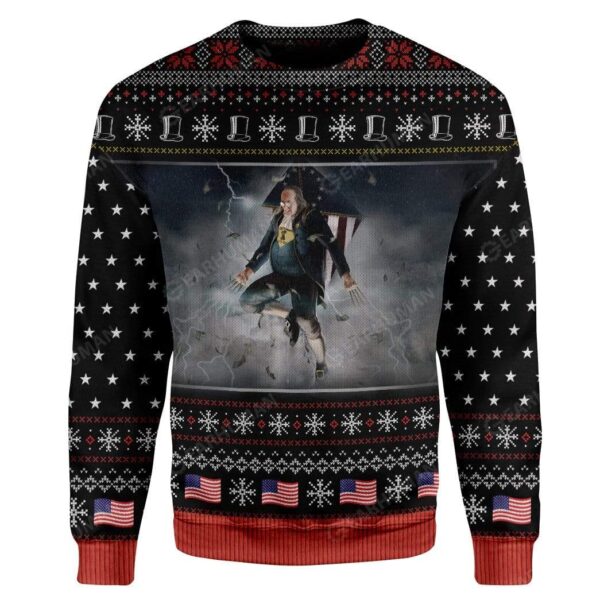 Ugly Ben Franklin vs. Zeus Custom Sweater Apparel HD-AT21111922 Ugly Christmas Sweater Long Sleeve S 