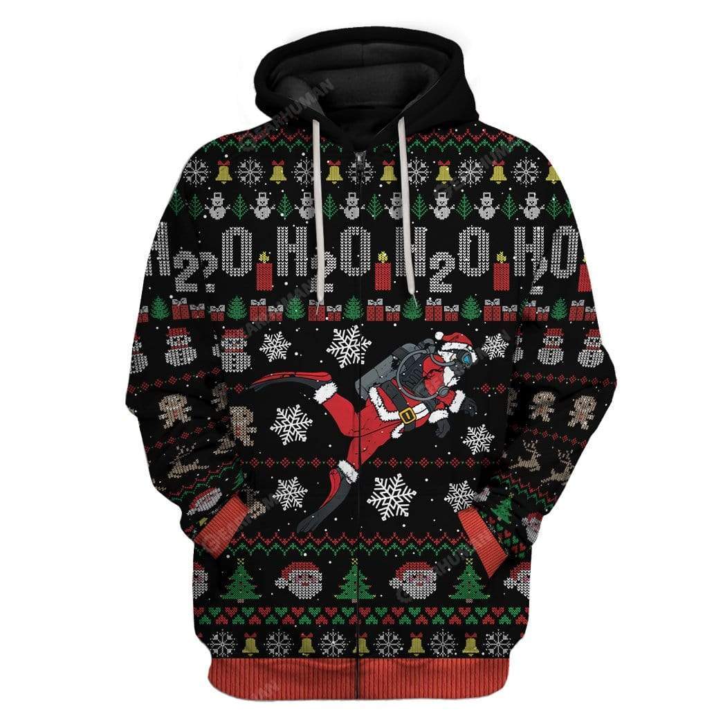 Ugly Christmas Santa Custom T-shirt - Hoodies Apparel HD-AT20111914 3D Custom Fleece Hoodies Zip Hoodie S 