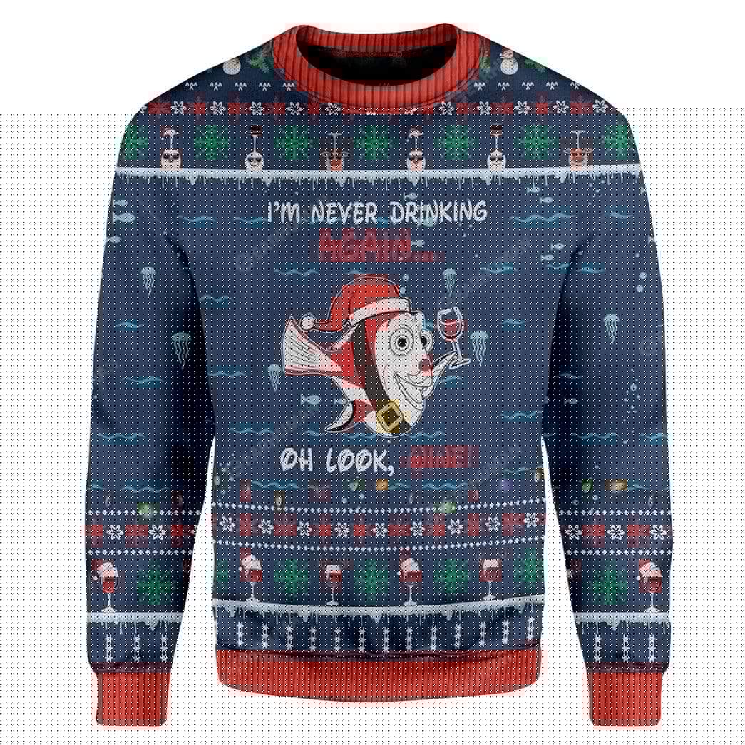 Ugly Finding Christmas Wine Custom Sweater Apparel MV-DT2711192 Ugly Christmas Sweater Long Sleeve S 