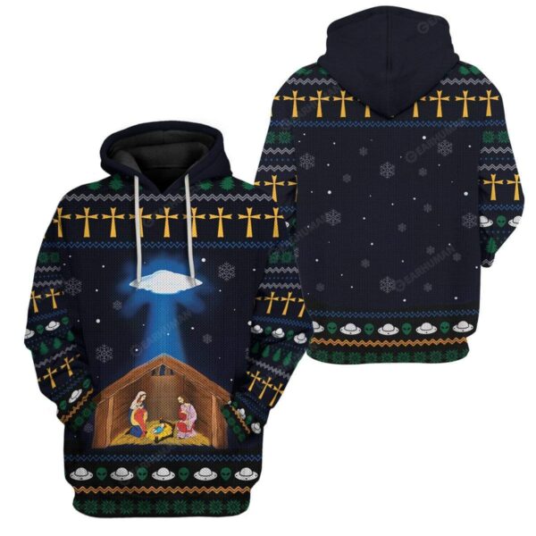 Ugly Jesus Nativity With UFO Star Custom T-shirt - Hoodies Apparel HD-TA14111915 3D Custom Fleece Hoodies 