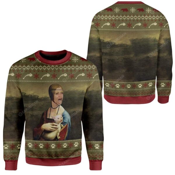 Ugly Lady With Cat Custom Sweater Apparel HD-AT25111917 Ugly Christmas Sweater 