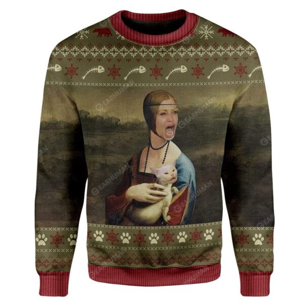 Ugly Lady With Cat Custom Sweater Apparel HD-AT25111917 Ugly Christmas Sweater Long Sleeve S 