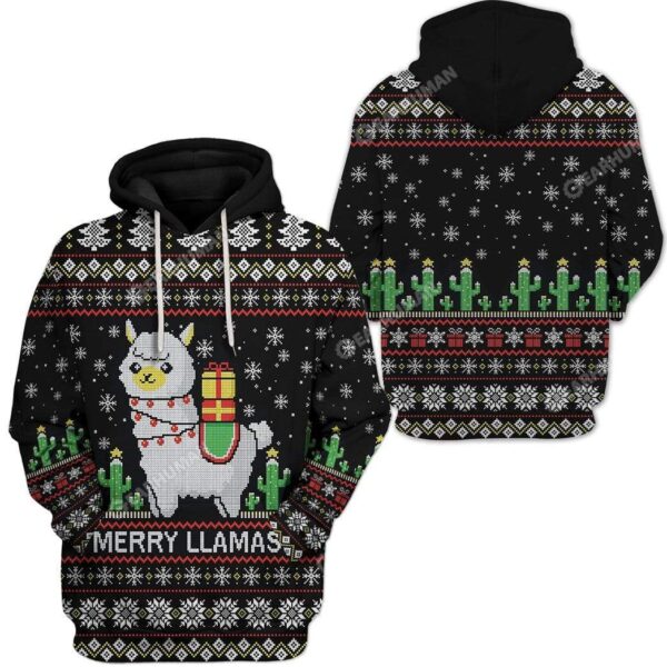 Ugly Merry Llamas Custom T-shirt - Hoodies Apparel HD-DT18111901 3D Custom Fleece Hoodies 