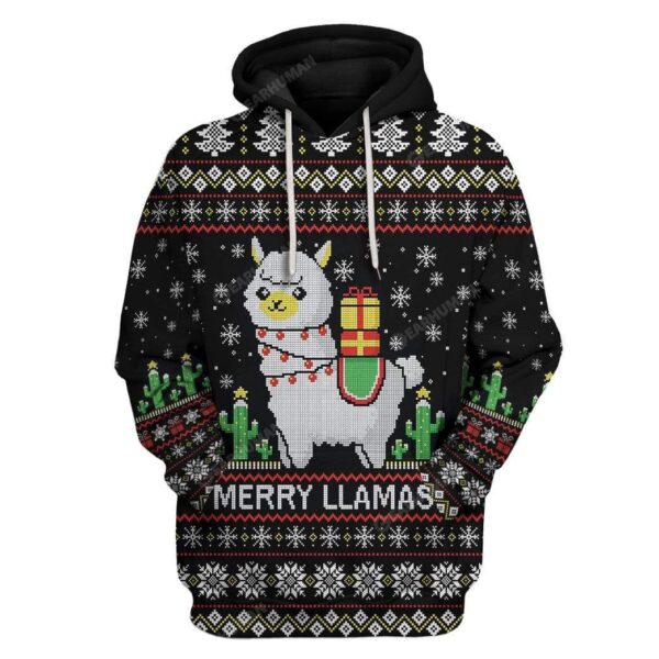 Ugly Merry Llamas Custom T-shirt - Hoodies Apparel HD-DT18111901 3D Custom Fleece Hoodies Hoodie S 