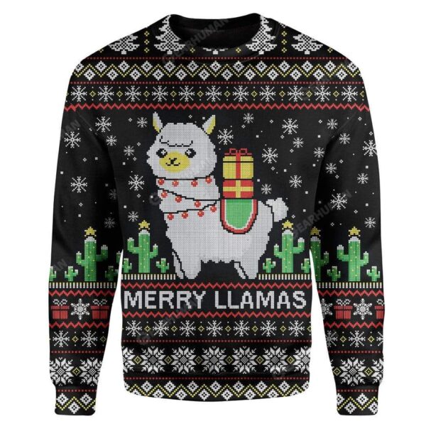 Ugly Merry Llamas Custom T-shirt - Hoodies Apparel HD-DT18111901 3D Custom Fleece Hoodies Long Sleeve S 