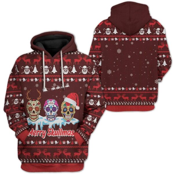 Ugly Merry Skullmas Custom T-shirt - Hoodies Apparel HD-DT21111903 3D Custom Fleece Hoodies 