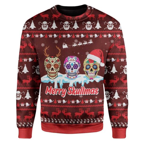 Ugly Merry Skullmas Custom T-shirt - Hoodies Apparel HD-DT21111903 3D Custom Fleece Hoodies Long Sleeve S 