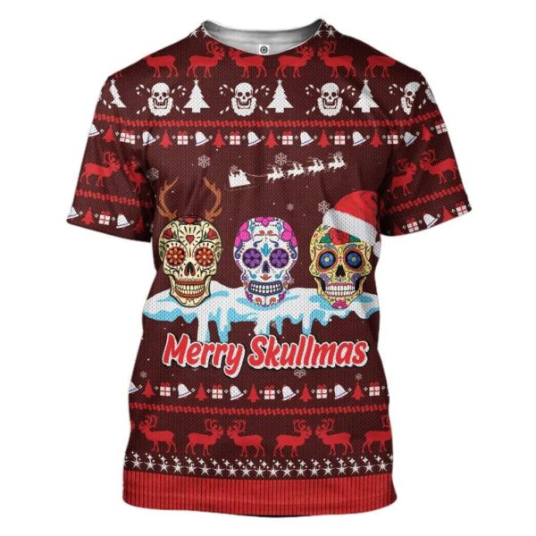 Ugly Merry Skullmas Custom T-shirt - Hoodies Apparel HD-DT21111903 3D Custom Fleece Hoodies T-Shirt S 