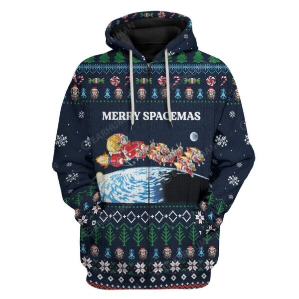 Ugly Merry Spacemas Custom T-shirt - Hoodies Apparel HD-DT18111916 3D Custom Fleece Hoodies Zip Hoodie S 
