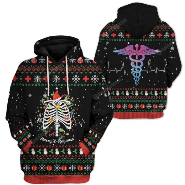 Ugly Merry X-Raymas Custom T-shirt - Hoodies Apparel HD-TA21111907 3D Custom Fleece Hoodies 