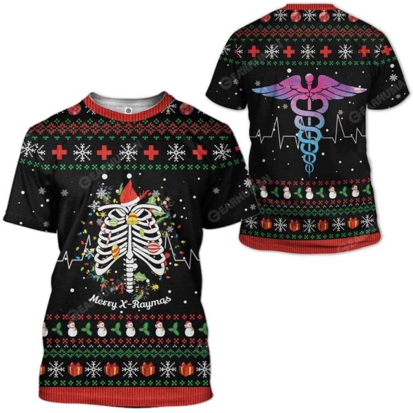 Ugly Merry X-Raymas Custom T-shirt - Hoodies Apparel HD-TA21111907 3D Custom Fleece Hoodies 
