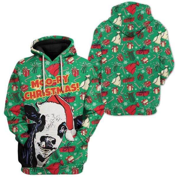 Ugly Moo-ry Christmas Custom T-shirt - Hoodies Apparel HD-TT21111916 3D Custom Fleece Hoodies 