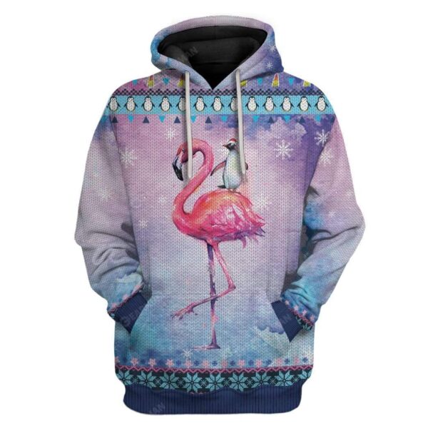 Ugly Peguin Riding Flamingo Christmas Custom Hoodie T-Shirts Apparel AN-TA3011192 3D Custom Fleece Hoodies Hoodie S 