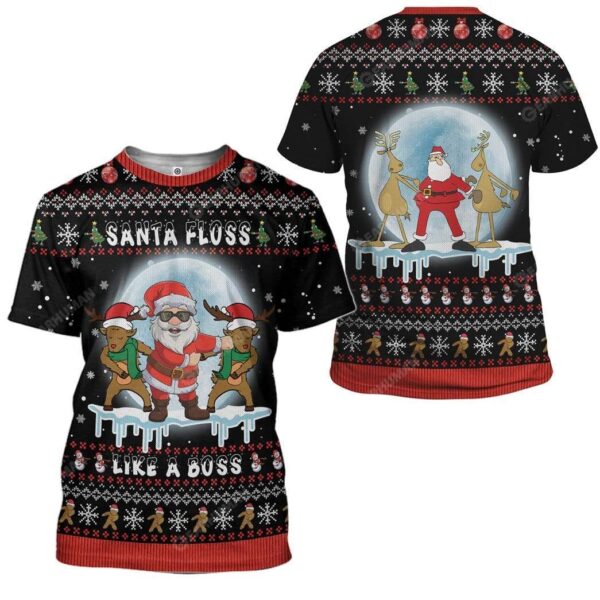 Ugly Santa Floss Like A Boss Custom T-shirt - Hoodies Apparel HD-DT21111901 3D Custom Fleece Hoodies 