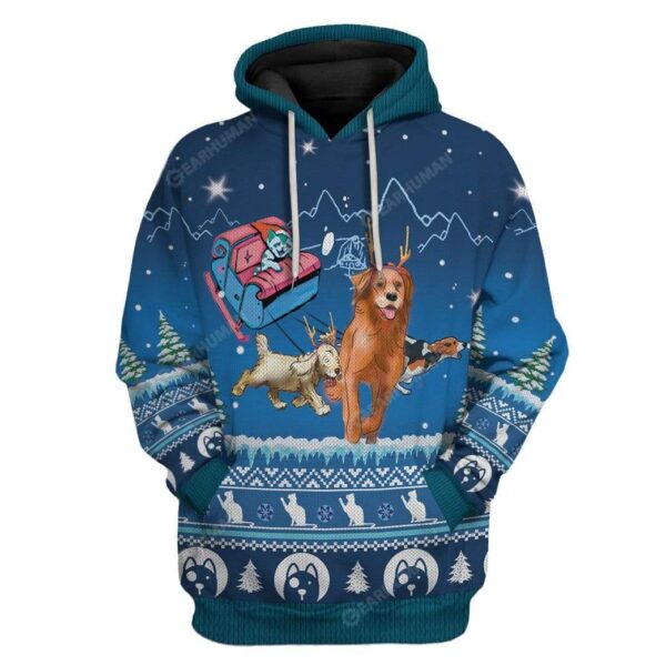 Ugly Santa Kitten Riding Rein Puppies Christmas Custom T-Shirts Hoodies Apparel DG-TA0212196 3D Custom Fleece Hoodies Hoodie S 