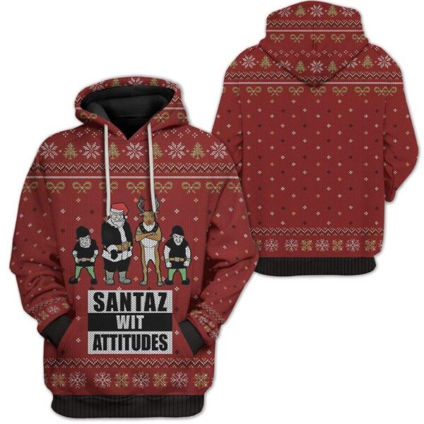 Ugly Santaz Wit Attitudes Custom T-shirt - Hoodies Apparel HD-AT20111901 3D Custom Fleece Hoodies 